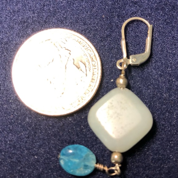 Handcrafted Sterling silver earrings with apatite & chalcedony stones - Picture 5 of 6